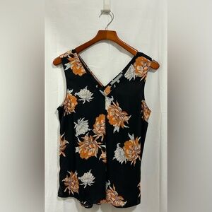 Daniel Rainn - Black and Orange Floral Tank Top Blouse